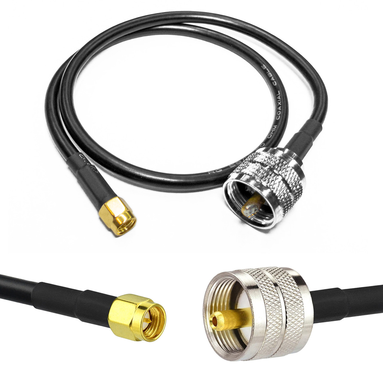 Кабель антенний пігтейл SMA Male - UHF Male (PL-259) 50 см RG-58 адаптер перехідник подовжувач для модемів роутерів