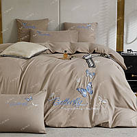 Двоспальна постільна білизна Метелики Butterfly вышивка високої якості із сатину 180*220 см.