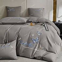 Двоспальна постільна білизна Метелики Butterfly вышивка високої якості із сатину 180*220 см.