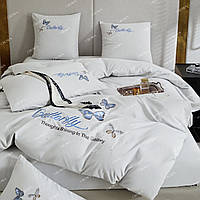 Двоспальна постільна білизна Метелики Butterfly вышивка високої якості із сатину 180*220 см.