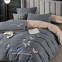 Двоспальна постільна білизна Метелики Butterfly вышивка високої якості із сатину 180*220 см.