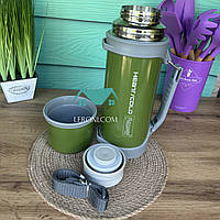 Термос питьевой из нержавеющей стали 1,2л для кофе и чая Maestro MR-1631-120-GREEN Термо чашка металлическая