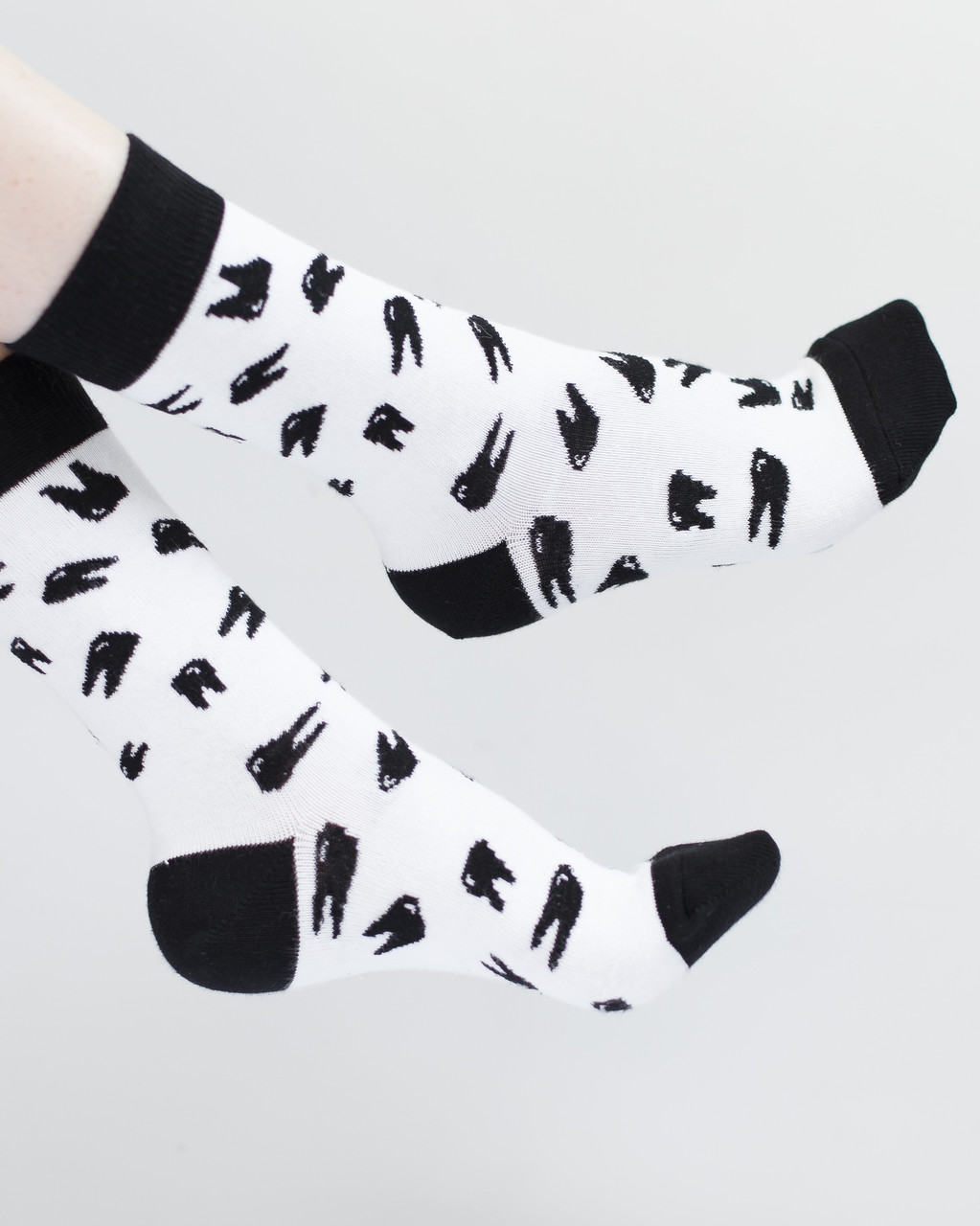 Медичні шкарпетки з принтом Зубчики (білі)