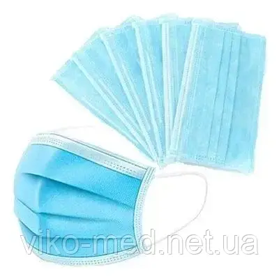 Маска медична 3-х слойна, одноразова, нестерильна + 103*, фото 1