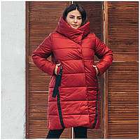 Куртка зимова, молодіжна, подовжена великого розміру. Р-50-58 Жіночі куртки. Червона
