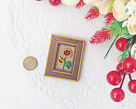 Мініатюра лялькова 1:12. Вишита картина 4*5 см