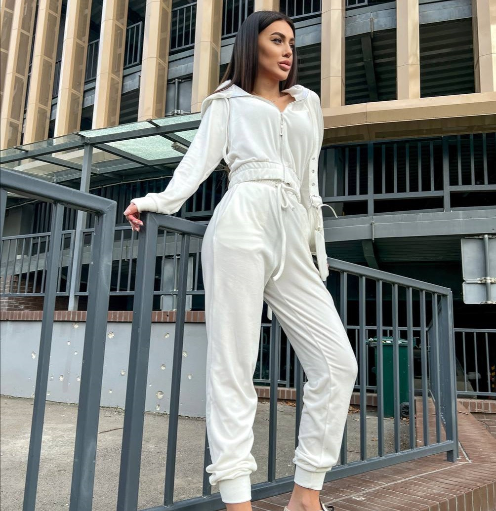 Велюровий костюм на змійці з капюшоном у кольорах., фото 1