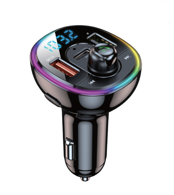 Трансмітер FM модулятор із зарядкою 4you Smart X4 (Bluetooth, PD 30W, QC3, 2USB, підсвічування) Black