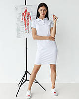 Медична сукня поло жіноча біла