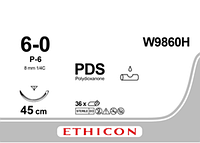 PDS II (ПДС) (рассасывающийся шовный материал), р. № 6/0, 45 см, обратно-режущая, 8 мм 3/8