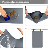 Килимок під миски для собак/кішок силіконовий 48 х 30 см сірий (GS-102413), фото 5