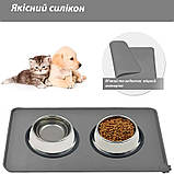 Килимок під миски для собак/кішок силіконовий 48 х 30 см сірий (GS-102413), фото 6