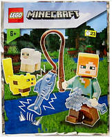 Lego Minecraft Alex with Ocelot and Sheep: фигурка Алекс на рыбалке с Оцелотом и Баранчиком 662103