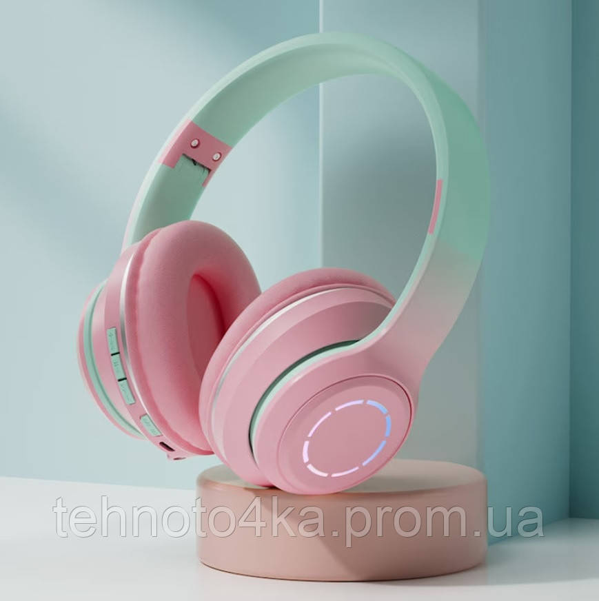 Беспроводные наушники с подсветкой SN-36 розовый с доставкой по всей ...