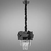 Сучасна кришталева люстра 1 лампа Е14 чорна 25х100 см