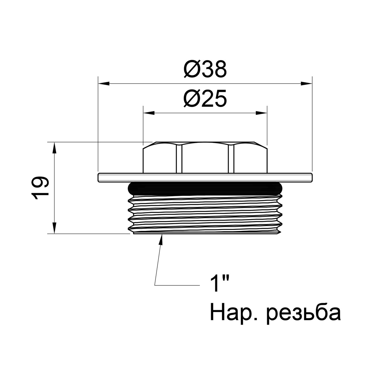 Заглушка Icma 1" НР с антипротечкой №173 Baumar - Знак Качества - фото 2 - id-p1910005425