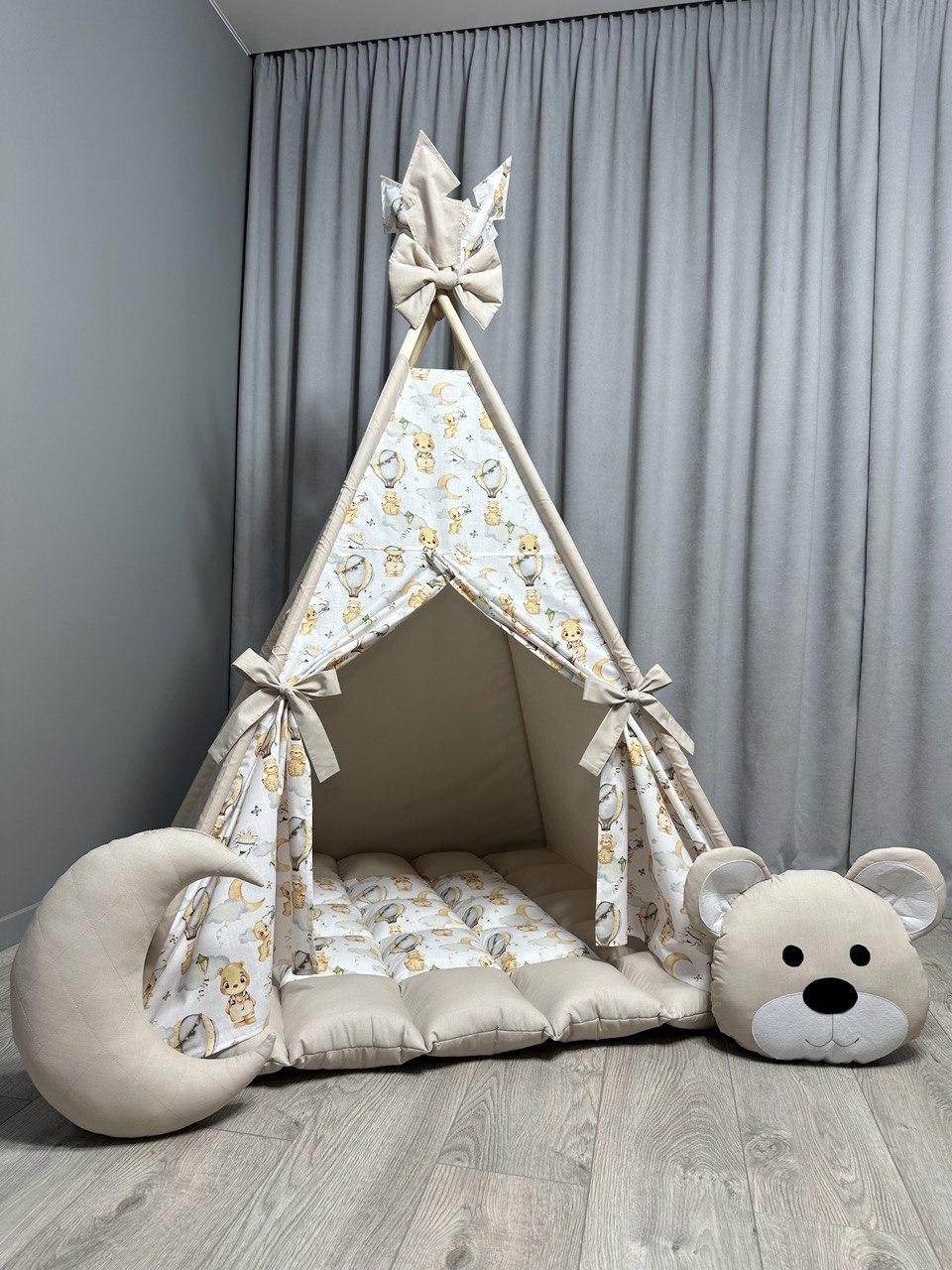 Вігвам для дітей Ведмежа БОНБОН Повний комплект, вігвам дитячий, вігвам для хлопчика, дитячий вігвам, дитяча палатка - фото 1 - id-p1910101521