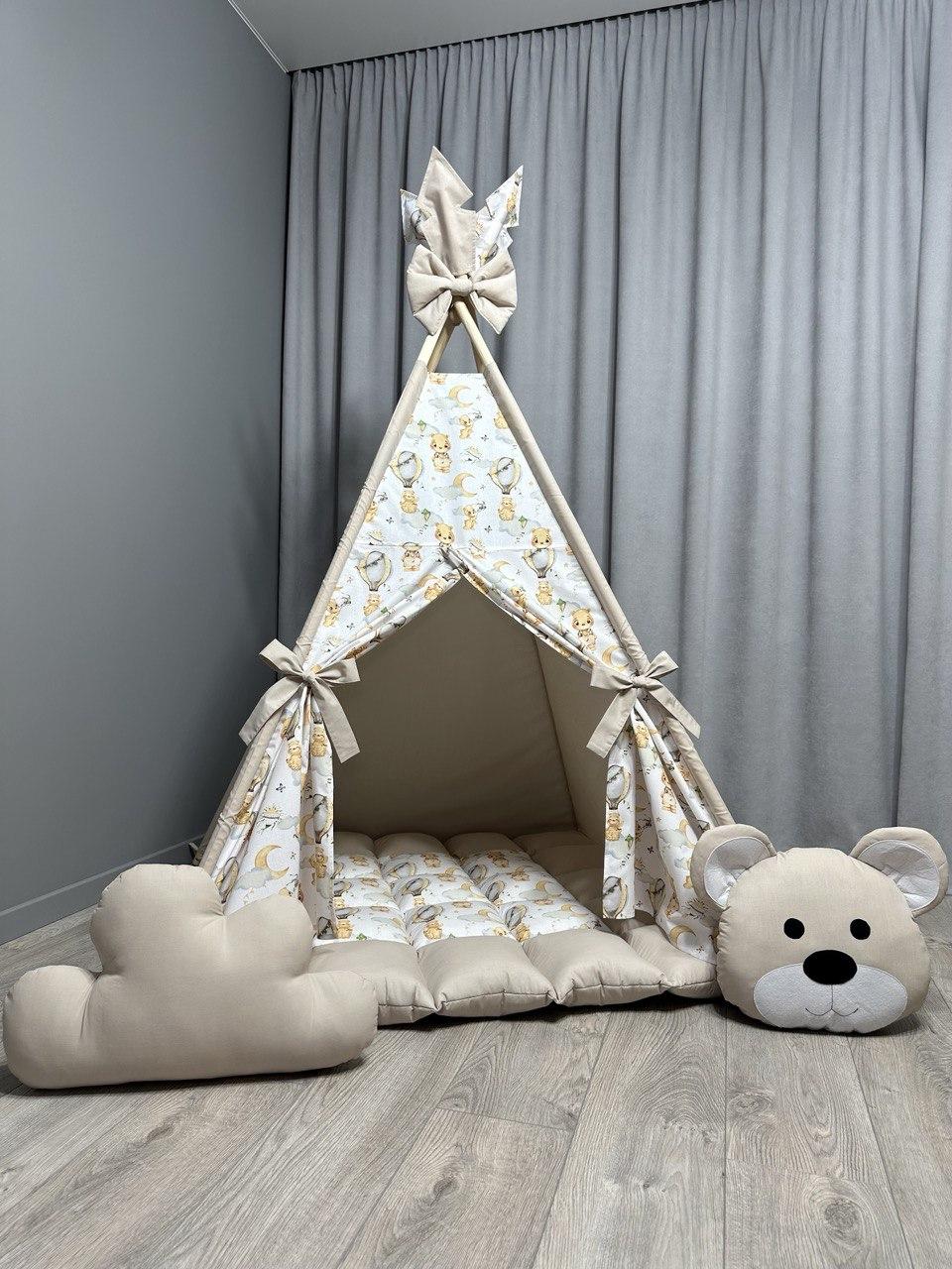 Вігвам Ведмежа на повітряній кулі БОНБОН Повний комплект, вігвам дитячий, вігвам для хлопчика, вігвам для дітей, дитяча палатка - фото 1 - id-p1910101891