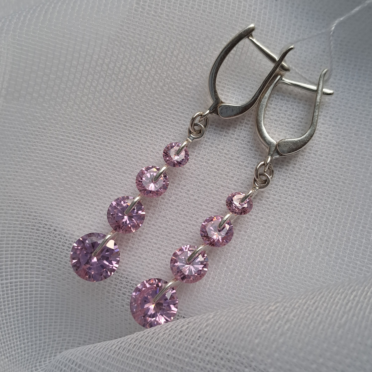 Срібні сережки Смарагдовий струмок Рожеві