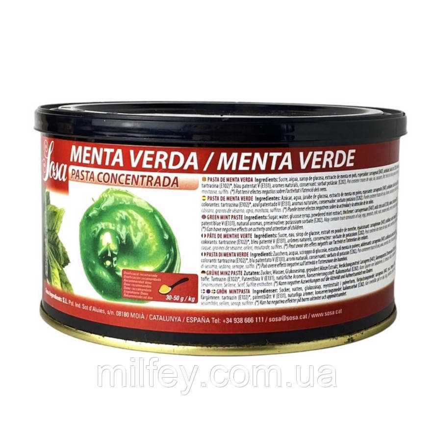 Паста концентрована Зелена М'ята Menta Verda SOSA 1.5 кг, фото 1
