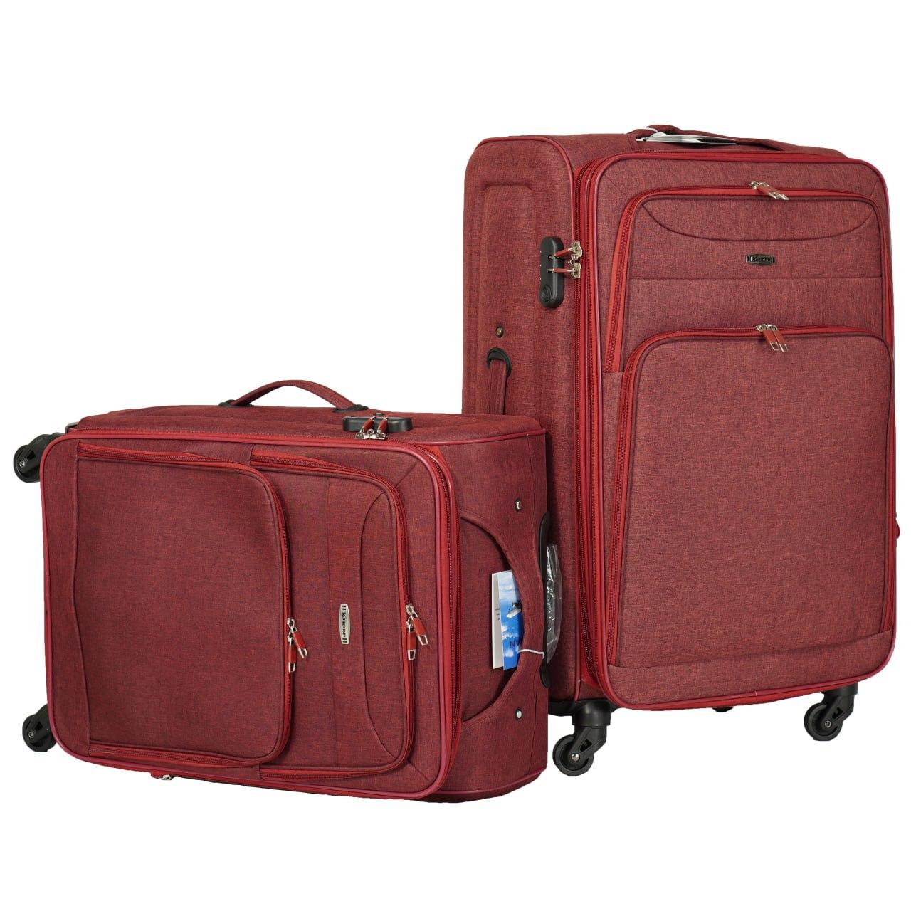 Дорожня валіза тканинна велика (L) на чотирьох колесах червона