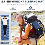 Надувний матрац каремат із подушкою для сну, з вбудованим насосом для накачування, 190 см х 58 х 6,5 см, фото 2