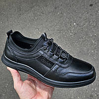 Туфлі чоловічі чорні шкіряні кросівки демісезон (Код: 3275)