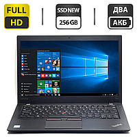 Ноутбук Lenovo ThinkPad T460s/14"/ Core i5 2 ядра 2.4GHz/8GB DDR4/256GB SSD M.2 NEW/HD Graphics/Два АКБ/Win 10