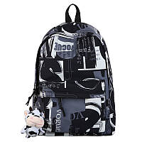 Рюкзак із принтом чорно-сірий для міста та школи, без брелока/FS-2121,1