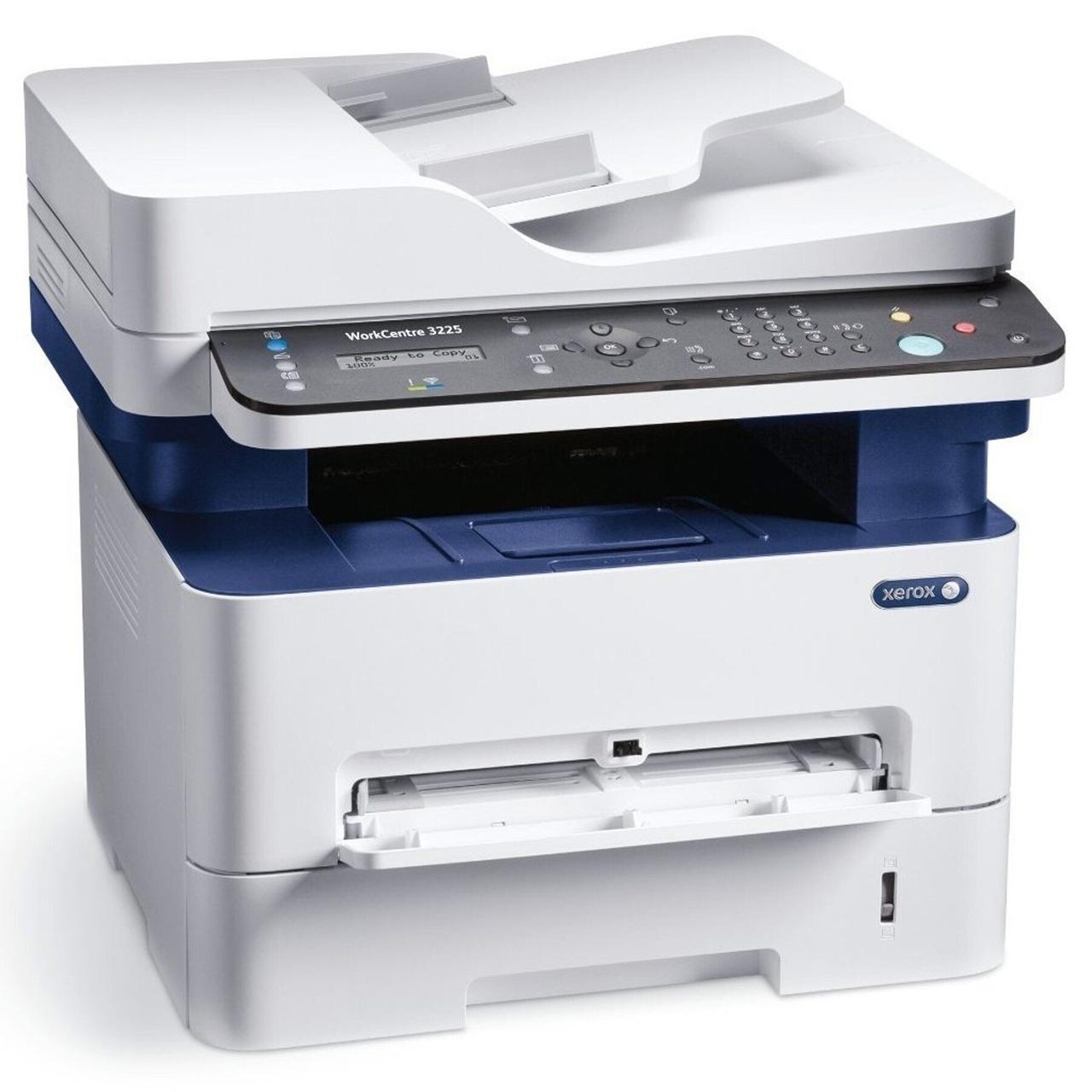 БФП Xerox WorkCentre 3225 / Лазерний монохромний друк / 1200x1200 dpi / A4 / 28 стор/хв / USB 2.0, Ethernet, Wi-Fi / Кабелі в