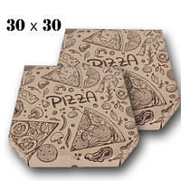 Коробка для пиццы цвет бурый с печатью "Pizza" размер 300х300х40 мм 50 шт/уп.