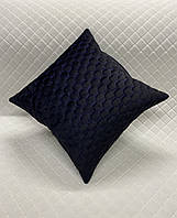 Автоподушка з Алькантари Lux Чорні стільники з синім рядком 1 шт. 45х45 см