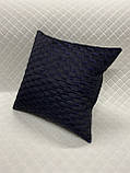 Автоподушка з Алькантари Lux Чорні стільники з синім рядком 1 шт. 45х45 см, фото 3