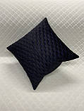 Автоподушка з Алькантари Lux Чорні стільники з синім рядком 1 шт. 45х45 см, фото 4