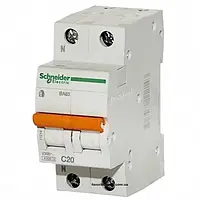 Автоматический выключатель Schneider Electric 11214 Домовой ВА63, 1P N, 20A, C, 4.5kA, на DIN-рейку