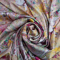 Ткань атлас шелк сатин Armani Arti квіти жовті