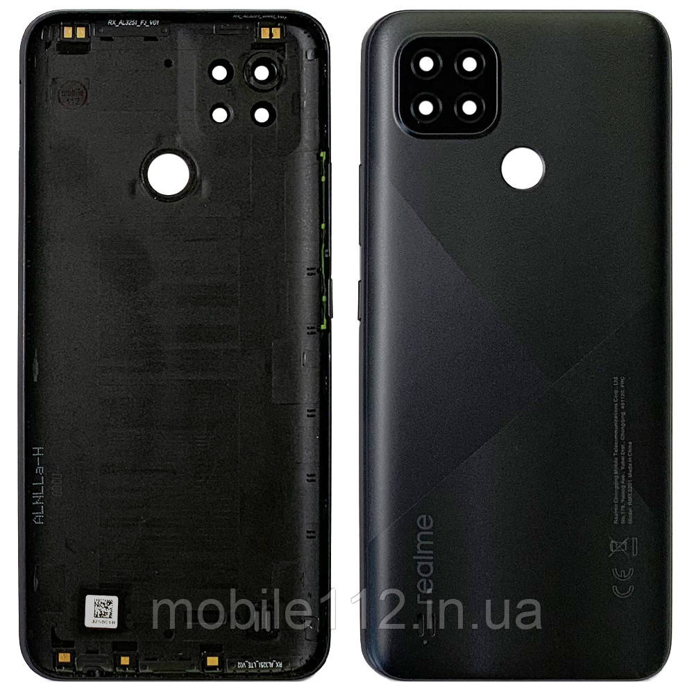 Задня кришка Realme C21 RMX3201 чорна оригінал Китай зі склом камери