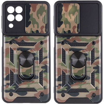 Ударостійкий чохол Camshield Serge Ring Camsung Galaxy M53 5G TPU+PC, Кільце-тримач, Коричневий / Army Brown