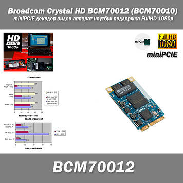 Broadcom Crystal HD BCM70012 (BCM70010) miniPCIE декодер відео апарат ноутбук підтримка FullHD 1080p