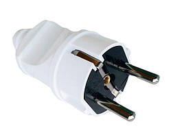 Вилка пряма з заземленням біла