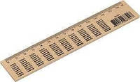 Линейка деревянная предметная 15см (таблица умножения) (100) 351001
