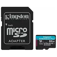 Карта памяти Kingston 64GB MicroSDXC UHS-I/U3 Class 10 Canvas Go! Plus R170/W70MB/s + SD-адаптер (SD