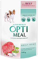 Optimeal Adult Dogs Beef & Cranberry in jelly вологий корм з яловичиною та журавлиною в желе для собак 100 г