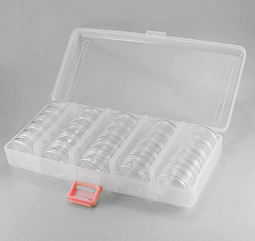 Контейнер для Бісера та Бусин, Пластик, Безбарвний, Прямокутний, 25 баночок/набір, Розмір: 19x8.5х3.5см