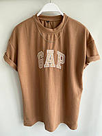 Мужская оверсайз футболка GAP коричневая хлопковая летняя Тенниска Гап на лето (Gl)