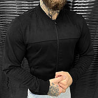 Замшевый мужской Бомбер с водонепроницаемой подкладкой / Демисезонная Куртка черная размер M