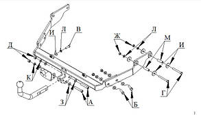 Фаркоп Citroen Berlingo (1996-2008) (Фаркоп Ситроен Берлінго) Аналог