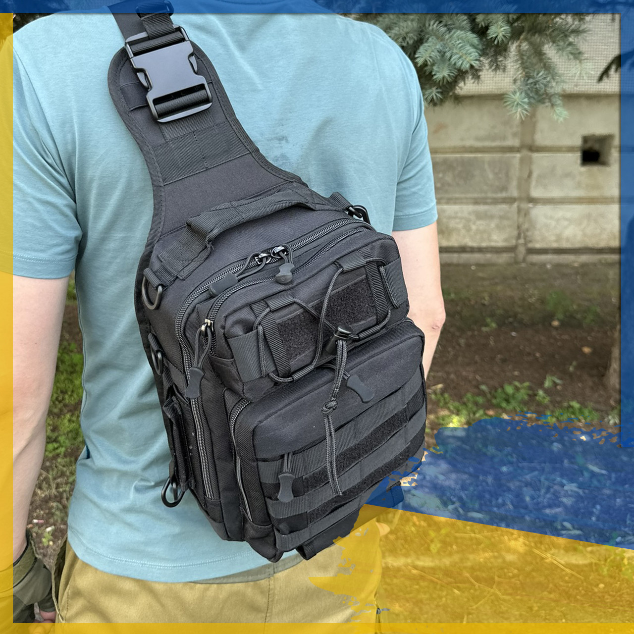 Однолямковий тактичний рюкзак Tactic 9 л., міський рюкзак, військовий рюкзак Чорний (ta9-black)