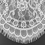 Ажурне французьке мереживо шантильї (з війками) білого кольору, ширина 38 см, довжина купона 3,0 м., фото 8