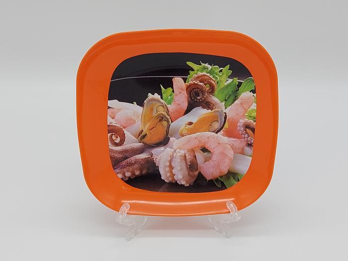 Тарілка квадратна закусочна пластикова багаторазова Кольорова десертна харчова тарілка 18,5*18,5 cm H 2 cm